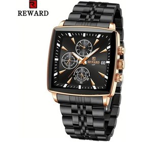 Resim Globalbloom Reward Rectangle Erkek Kol Saatleri Rose Golden Black Hesap Makinesi Kronograf Multifonksiyonel Kuvars Altın 