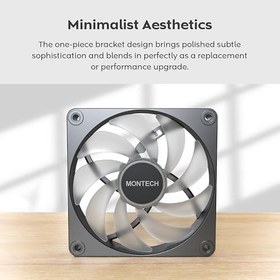 Resim MONTECH GF120 V2 ARGB 120mm Kasa Fan - Şık ve Minimalist Tasarım, Yüksek Hava Akışı, Hidrolik Rulman, Sessiz Performans, Canlı ARGB Aydınlatma, Siyah 