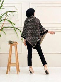 Resim 02Lady Fashion Kadın Puantiye Desenli Üçgen Panço 