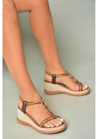 Resim Fox Shoes U258925909 Taba Dolgu Tabanlı Kadın Sandalet Taba 