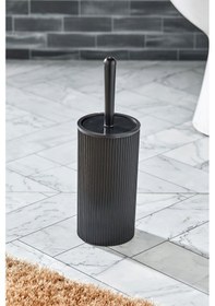 Resim Line Çizgili Yuvarlak Kapaklı Wc Banyo Fırçası - Tuvalet Fırçası Siyah 