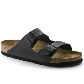 Resim Birkenstock Erkek Siyah Çift Tokalı Arizona Bf Düz Terlik 