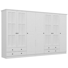 Resim Kale 7 Mebran Kapaklı 4ç Taçlı Dolap - Beyaz 210cm 