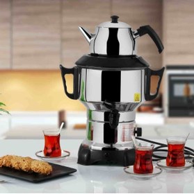 Resim woodhub Klasik Siyah Elektrikli Semaver 4.5 Litre, Pratik ve Şık Tasarım 