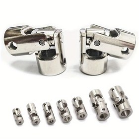 Resim Metallik Kardan Mafsal Yeni Evrensel 2.3/3/4/5/6/8/10/12mm Motor Bağlantı Parçası Gümüş Renkli Çoklu Boyutlu Gimbal RC Araba ve Tekne için 