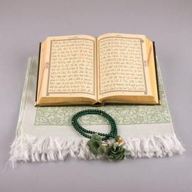 Resim Asetat Kutulu Yeşil Kadife Kuran-ı Kerim Seti 