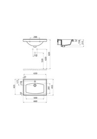 Resim Creavit TF165.00 Dolap Uyumlu Düz Lavabo Beyaz 65 CM 