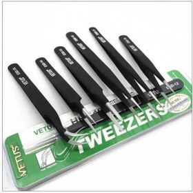 Resim Temiz Pazar Antistatik Hassas Çelik Elektronik Cımbız Seti – 6 Parça Tweezer Set 