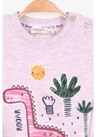 Resim Breeze Erkek Bebek Eşofman Takımı Dinozor Desenli Bej Melanj (6 Ay-2 Yaş 