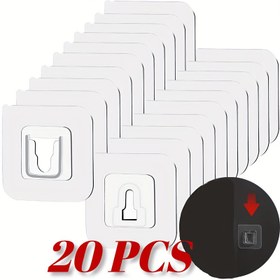 Resim Gömme ve iz bırakmayan çift taraflı yapışkanlı duvar kancaları seti, banyo, mutfak ve yatak odalarında depolama raflarını düzenlemek için mükemmel olan pratik kanca, Utility Hooks 