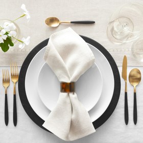 Resim Vintage Naturel Ham Keten Peçete Beyaz (2'li Set) - 45x45 cm 