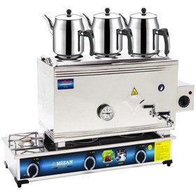 Resim Mizan 60 Lık Lpg Tüplü Elektrikli 40 Litre 3 Demlikli Çay Kazanı Ocağı 