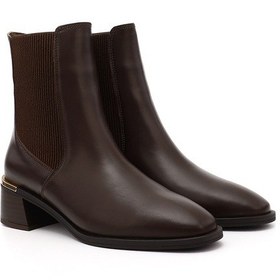 Resim Gönderi R Kahverengi Platinum Kalın Topuklu Hakiki Deri Chelsea Bot kahverengi 