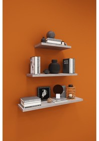 Resim Asra Trend Modern 3'lü Uçan Raf Çok Amaçlı Duvar Rafı Organizer %100 Mdf Kitaplık Mutfak Banyo Rafı Drf05 Retro Taş 