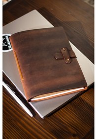 Resim Kişiye İsme Özel Hakiki Deri A5 Defter / Ajanda 