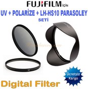 Resim Fujifilm için 58Mm Uv + Polarize Filtre + Lh-Hs10 Parasoley Seti 