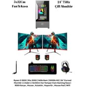 Resim Ramtech RMT1706 R5-5500 16 GB 500 GB SSD Rtx 3050 24" 75 Hz 2 Monitörlü Masaüstü Bilgisayar 