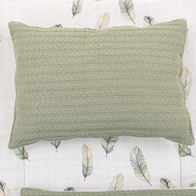 Resim Alt Açma Matı ve Yastık - Çift Taraflı - Koyu Yeşil Örgü - Yeşil Tüy 