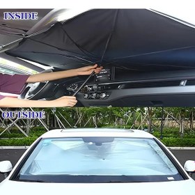 Resim Araba Torpido Güneş Gölge Koruyucu Şemsiye Oto Ön Cam Güneşlik 130x 76 Cm Siyah 