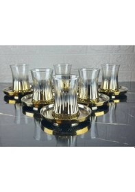 Resim Rova Tr Lüks Titanyum Kaplama 6 Kişilik Çay Bardağı Seti - Solmaz Kaplamaçay Takımı altın 