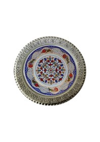 Resim Armada Çini Prt 41 25 Cm Mavi Altın Yaldızlı Lale Karanfil Tabak 