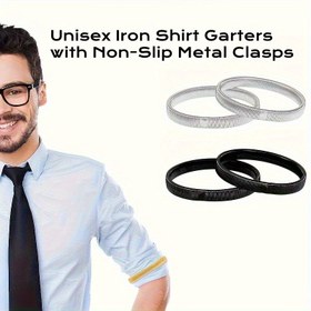 Resim Kaymaz Metal Tokalı 2 Adet Uniseks Demir Gömlek Jartiyerleri - Erkekler ve Kadınlar için Ayarlanabilir Dayanıklı Az Bakım Gerektiren Kol Bantları, Profesyonel ve Günlük Kullanım için Güvenli Kolluk Kontrolü 
