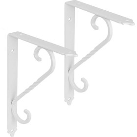 Resim Nobel Ferforje Raf Altı Ayak Dekoratif Raf Tutucu Beyaz Montaj Aparatı 2 Adet 110 x 155 mm (Küçük Boy) 