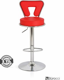 Resim Bürocci Virago Bar Sandalyesi - Kırmızı Deri - 9540s0116 