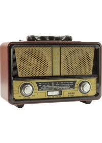 Resim Knittingtr Eskitme Tarzında, Bluetooth Özellikli, Nostaljik Tasarımlı Taşınabilir Radyo Kahverengi 