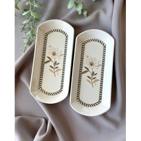Resim Floral 2 Adet Oval Peynir Tabağı Kahvaltılık 