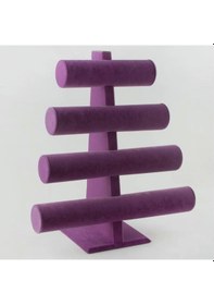 Resim Yerli Üretim Süet Kumaş Mor Renk Dört Kademeli 38/34 Cm Bileklik- Saat Sergileme Standı Çok Renkli 