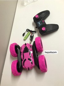 Resim Uzaktan Kumandalı 360 Dönen Şarjlı Akrobat Stunt Car Araba Pembe 