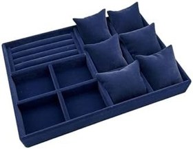 Resim Oslo Model Süet Kaplama Lacivert Renk 24/34 Cm Yastıklı Takı Sergileme Standı 