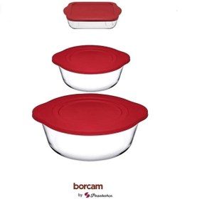 Resim Paşabahçe Kırmızı Kapaklı 3 lü Borcam Seti 59034-59001-59123 