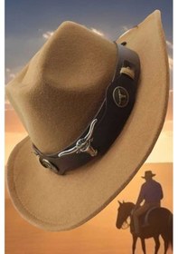 Resim Tezzgelsin Unisex Kovboy Fötr Şapka Kovboy Şapkası Kovboy Şapka Camel 