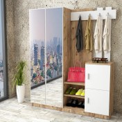 Resim Robin Home Lina Aynalı Vestiyer Portmanto Ayakkabılık Beyaz - Atlantik Çam 