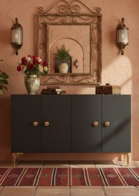 Resim Ka1204ag Sımple120 Konsol, Kahve Köşesi Ve Tv Sehpası Antrasit-gold 120cm Antrasit 