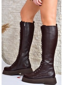 Resim Fox Shoes Kahverengi Bağcıklı Günlük Kadın Çizme L610130909 