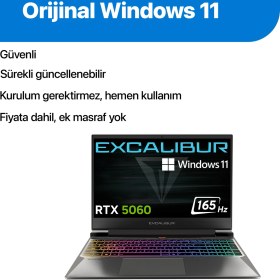 Resim Casper Excalibur G870 Intel Core 7-240H 32 GB 2tb RTX5060 165HZ 15.6" W11H Gaming Laptop G870.240H-DX60A-C 