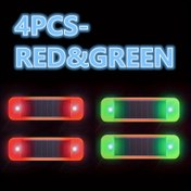Resim 4 adet Güneş Enerjili LED Dekoratif Işıklar Arabalar, Motosikletler ve Bisikletler için - Çok Yönlü, Kolay Kurulumlu LED Şeritler Canlı Renklerle (Kırmızı, Yeşil, Sarı, Turuncu) - Kapı ve Aksesuar Aydınlatması için Mükemmel, Bisiklet Aksesuarları 