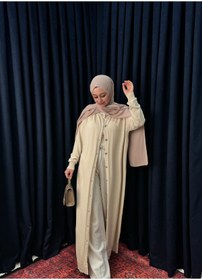 Resim Neva Wear Şık ve Rahat Düğmeli Uzun Tesettür Hırka-Elbise 