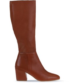 Resim Bueno Shoes Taba Koyu Deri Kadın Topuklu Çizme 01wr5104 