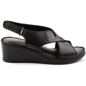 Resim Siyah Leather Kadın Sandalet K05552001203 Siyah 