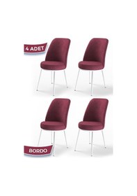 Resim Canisa Concept Dexa Serisi Bordo Renk 4 Adet Sandalye, Renk Bordo, Ayaklar Beyaz Bordo 