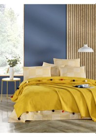 Resim Madam Marica Hardal Renkli Çift Kişilik Ponponlu Pike Takımı 