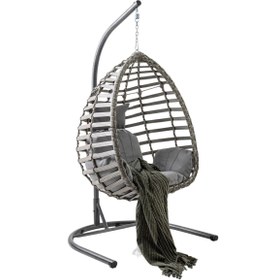 Resim Capri Swing Gümbet Damla Model Tek Kişilik,sentetik Poli Üretan Rattan Kapalı Bahçe,balkon Ve Ev Salıncağı Beyaz 