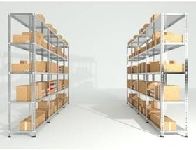 Resim Rafburada 3 Katlı 4'Lü Bitişik 43X372-100 Cm Galvaniz Çelik Raf. Depo, Dosya, Arşiv Rafı -0.70 Mm 