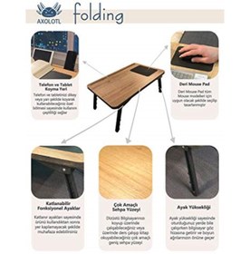 Resim Axolotl Folding Telefon Ve Tablet Bölmeli Katlanır Ayaklı Laptop Sehpası Bilgisayar Çalışma Masası 