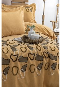 Resim Vintage 6 Parça Çift Kişilik Pike Takımı Turuncu 240 X 260 Cm Turuncu 