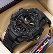 Resim Oldfriend Sanda Erkek Spor Saati 5atm Su Geçirmez Kronograf Siyah Kırmızı Led Diğer 